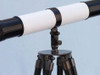 Handcrafted Admirals Floor Standing Oil Rubbed Bronze-White Leather with Black Stand Telescope 60" from Hampton Creations Handcrafted Admirals Floor Standing Oil Rubbed Bronze-White Leather with Black Stand Telescope 60" from Hampton Creations