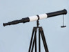 Handcrafted Admirals Floor Standing Oil Rubbed Bronze-White Leather with Black Stand Telescope 60" from Hampton Creations Handcrafted Admirals Floor Standing Oil Rubbed Bronze-White Leather with Black Stand Telescope 60" from Hampton Creations