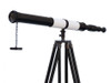 Handcrafted Admirals Floor Standing Oil Rubbed Bronze-White Leather with Black Stand Telescope 60" from Hampton Creations Handcrafted Admirals Floor Standing Oil Rubbed Bronze-White Leather with Black Stand Telescope 60" from Hampton Creations