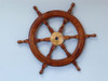 Handcrafted Deluxe Class Wood and Brass Decorative Ship Wheel 24" from Hampton Creations