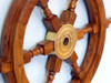 Handcrafted Deluxe Class Wood and Brass Decorative Ship Wheel 24" from Hampton Creations