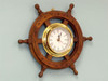 Handcrafted Deluxe Class Wood And Brass Ship Wheel Clock 12" from Hampton Creations