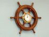 Handcrafted Deluxe Class Wood And Brass Ship Wheel Clock 18" from Hampton Creations