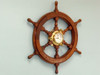 Handcrafted Deluxe Class Wood And Brass Ship Wheel Clock 24" from Hampton Creations