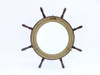 Handcrafted Deluxe Class Wood & Antique Brass Ship Wheel Porthole Mirror 36" Wall Decor from Hampton Creations