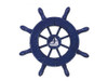 Handcrafted Rustic Dark Blue Decorative Ship Wheel With Sailboat 6" from Hampton Creations