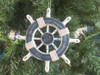 Handcrafted Rustic Dark Blue and White Decorative Ship Wheel Christmas Tree Ornament 6" from Hampton Creations Handcrafted Rustic Dark Blue and White Decorative Ship Wheel Christmas Tree Ornament 6" from Hampton Creations