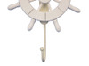 Handcrafted White Decorative Ship Wheel with Hook 8" from Hampton Creations