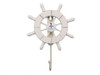 Handcrafted White Decorative Ship Wheel with Sailboat and Hook 8" from Hampton Creations