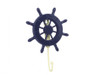 Handcrafted Dark Blue Decorative Ship Wheel with Hook 8" from Hampton Creations