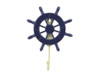 Handcrafted Dark Blue Decorative Ship Wheel with Hook 8" from Hampton Creations