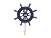 Handcrafted Dark Blue Decorative Ship Wheel with Sailboat and Hook 8" from Hampton Creations