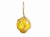 Handcrafted Yellow Japanese Glass Ball Fishing Float With Brown Netting Decoration 2" from Hampton Creations Handcrafted Yellow Japanese Glass Ball Fishing Float With Brown Netting Decoration 2" from Hampton Creations