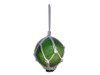 Handcrafted Green Japanese Glass Ball Fishing Float With White Netting Decoration 3" from Hampton Creations Handcrafted Green Japanese Glass Ball Fishing Float With White Netting Decoration 3" from Hampton Creations