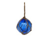 Handcrafted Blue Japanese Glass Ball Fishing Float With Brown Netting Decoration 4" from Hampton Creations Handcrafted Blue Japanese Glass Ball Fishing Float With Brown Netting Decoration 4" from Hampton Creations