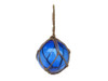 Handcrafted Blue Japanese Glass Ball Fishing Float With Brown Netting Decoration 4" from Hampton Creations Handcrafted Blue Japanese Glass Ball Fishing Float With Brown Netting Decoration 4" from Hampton Creations