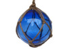 Handcrafted Blue Japanese Glass Ball Fishing Float With Brown Netting Decoration 4" from Hampton Creations Handcrafted Blue Japanese Glass Ball Fishing Float With Brown Netting Decoration 4" from Hampton Creations