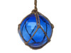 Handcrafted Blue Japanese Glass Ball Fishing Float With Brown Netting Decoration 4" from Hampton Creations Handcrafted Blue Japanese Glass Ball Fishing Float With Brown Netting Decoration 4" from Hampton Creations