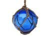 Handcrafted Blue Japanese Glass Ball Fishing Float With Brown Netting Decoration 4" from Hampton Creations Handcrafted Blue Japanese Glass Ball Fishing Float With Brown Netting Decoration 4" from Hampton Creations