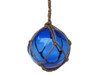 Handcrafted Blue Japanese Glass Ball Fishing Float With Brown Netting Decoration 4" from Hampton Creations Handcrafted Blue Japanese Glass Ball Fishing Float With Brown Netting Decoration 4" from Hampton Creations