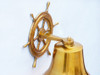 Handcrafted Brass  Plated Hanging Ship Wheel Bell 10" from Hampton Creations