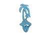 Handcrafted Rustic Light Blue Cast Iron Wall Mounted Palm Tree Bottle Opener 6" from Hampton Creations Handcrafted Rustic Light Blue Cast Iron Wall Mounted Palm Tree Bottle Opener 6" from Hampton Creations