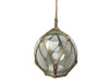 Handcrafted LED Lighted Clear Japanese Glass Ball Fishing Float with Brown Netting Decoration 3" from Hampton Creations