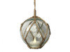 Handcrafted LED Lighted Clear Japanese Glass Ball Fishing Float with Brown Netting Decoration 3" from Hampton Creations