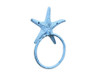 Handcrafted Rustic Dark Blue Whitewashed Cast Iron Starfish Towel Holder 8.5" from Hampton Creations Handcrafted Rustic Dark Blue Whitewashed Cast Iron Starfish Towel Holder 8.5" from Hampton Creations