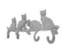 Handcrafted Whitewashed Cast Iron Sitting Cat Family Decorative Metal Wall Hooks 11" from Hampton Creations