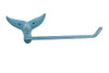 Handcrafted Rustic Light Blue Cast Iron Whale Tail Toilet Paper Holder 11" from Hampton Creations