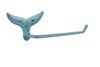 Handcrafted Rustic Light Blue Cast Iron Whale Tail Toilet Paper Holder 11" from Hampton Creations