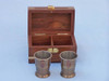 Handcrafted Antique Brass Anchor Shot Glasses With Rosewood Box 4" - Set of 2 from Hampton Creations Handcrafted Antique Brass Anchor Shot Glasses With Rosewood Box 4" - Set of 2 from Hampton Creations