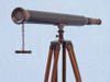 Handcrafted Floor Standing Bronzed With Leather Harbor Master Telescope 60" from Hampton Creations Handcrafted Floor Standing Bronzed With Leather Harbor Master Telescope 60" from Hampton Creations