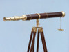 Handcrafted Admirals Floor Standing Brass with Wood Telescope 60" from Hampton Creations Handcrafted Admirals Floor Standing Brass with Wood Telescope 60" from Hampton Creations
