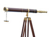 Handcrafted Admirals Floor Standing Brass with Wood Telescope 60" from Hampton Creations Handcrafted Admirals Floor Standing Brass with Wood Telescope 60" from Hampton Creations