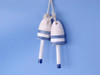 Handcrafted Wooden Vintage Dark Blue Maine Decorative Lobster Trap Buoy 7" - Set of 2 from Hampton Creations
