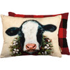 Calf With Buffalo Check & Wreath Decorative Double Sided Throw Pillow 20x15 from Primitives by Kathy