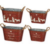 Set of 2 Galvainzed Christmas Buckets (For Unto Us A Child Is Born & Nativity Scene) from Primitives by Kathy