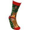 Christmas Sloth Don't Hurry Be Merry Colorfully Printed Cotton Socks from Primitives by Kathy