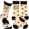 Cat Love Life Is Better With Cats Colorfully Printed Cotton Socks from Primitives by Kathy