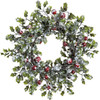 Faux Flocked Decorative Holly Wreath 20 Inch Diameter from Primitives by Kathy