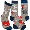 Yes I'm A Nurse No I Don't Wanna Look At It Colorfully Printed Cotton Socks from Primitives by Kathy