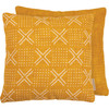 Woven Checked Pattern Saffron Mix Decorative Cotton Throw Pillow 15x15 from Primitives by Kathy