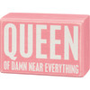 Queen Of Damn Near Everything Decorative Wooden Box Sign & Sock Set from Primitives by Kathy