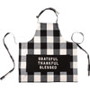 Plaid Black & White Grateful Thankful Blessed Kitchen Apron With Pocket from Primitives by Kathy