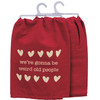 Red Heart Design We're Gonna Be Weird Old People Cotton Kitchen Dish Towel 28x28 from Primitives by Kathy