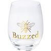 Bumblebee Design Metallic Gold Print Buzzed Stemless Wine Glass 15 Oz from Primitives by Kathy
