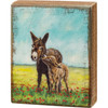Mule & Baby In Flower Field Decorative Wooden Block Sign Wall Décor 6 Inch x 7.5 Inch from Primitives by Kathy