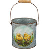 Set of 3 Double Sided Farm Themed Metal Buckets (Bunny & Chick & Daffodils) from Primitives by Kathy